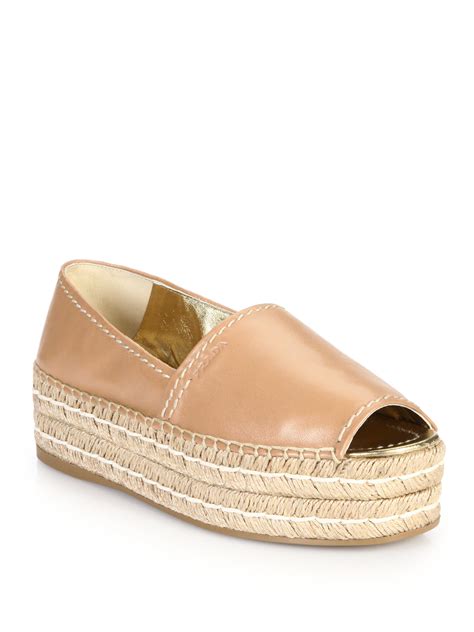 prada leather peep toe platform espadrilles|prada leather sandals.